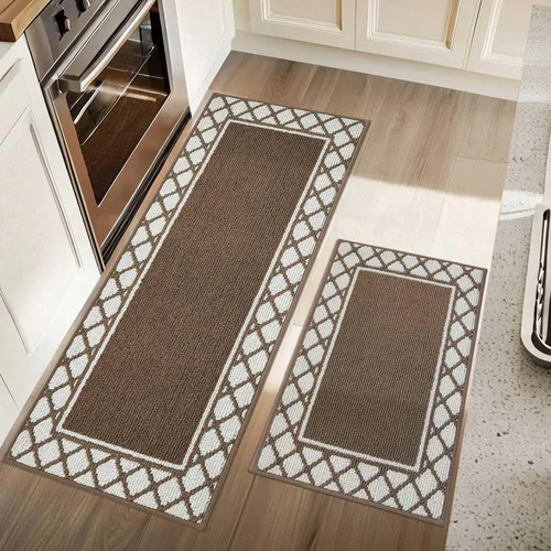 Vista 23 de COSY HOMEER Juegos de 2 Alfombras de Cocina Lavables Antideslizantes Tapetes de Cocina para Piso Absorbentes Alfombra Corredor de Cocina
