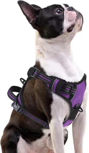 Vista 11 de PUPTECK Arnés táctico sin tirones para perro, tamaño mediano, arnés reflectante ajustable con asa para perro, de fácil control, cómodo y suave