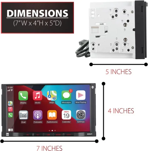 Vista 4 de Dual Electronics DCPA71 Estéreo de coche de 7 pulgadas con certificación Apple Carplay Android Auto Radio de estéreo de coche de pantalla táctil