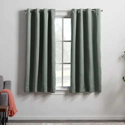 Vista 29 de Linenspa Juego de 2 paneles de cortinas 100% opacas, cortinas azul marino de 63 pulgadas de largo, aislamiento térmico, reducción de ruido