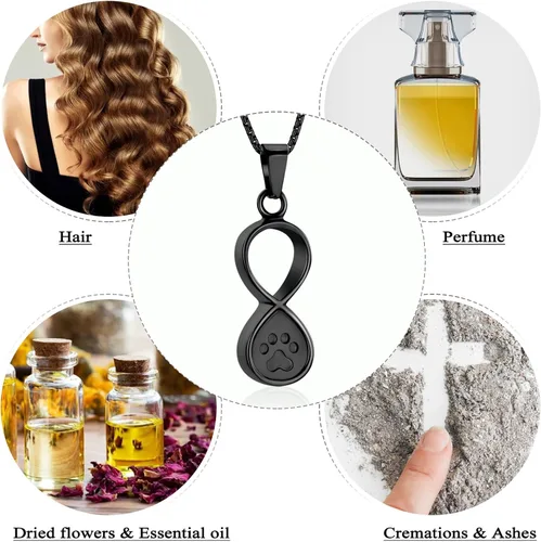 Vista 4 de Oinsi Infinity Love Joyería de Cremación de Mascotas para Cenizas de Perro/Gato Recuerdo Funerario Collar con Colgante de Urna Joyería Conmemorativa
