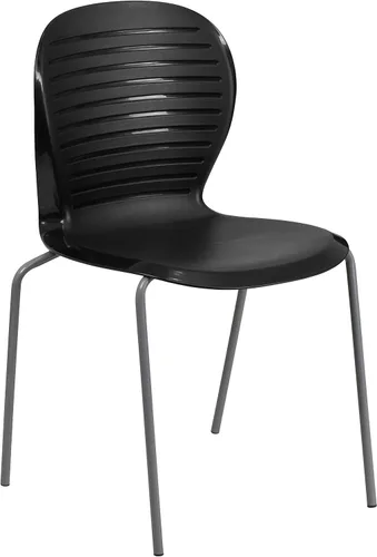 Vista 4 de Flash Furniture HERCULES Series 551 lb Capacidad Silla apilable negra
