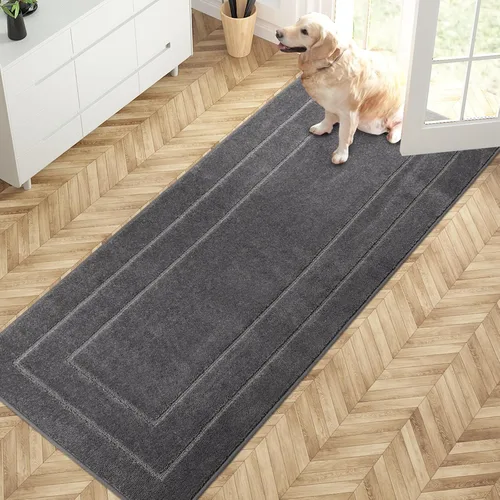 Vista 23 de PURRUGS Tapete para puerta que atrapa la suciedad, 20 x 31.5 pulgadas, antideslizante, lavable a máquina, tapete de entrada para perro, tapete