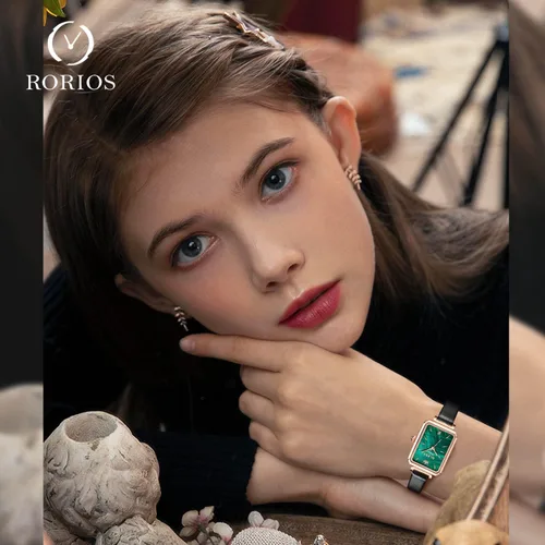 Vista 2 de RORIOS Reloj de pulsera analógico de cuarzo para mujer, reloj de pulsera de estilo minimalista, para mujer