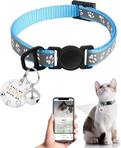 Vista 19 de Collar de Gato con Liberación de Seguridad con Etiqueta de Nombre de Código QR, Collares Reflectantes para Gatitos con Cascabel, Etiqueta