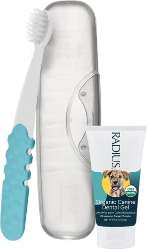 Vista 5 de RADIUS USDA Organic Dental Solutions - Kit de 2 unidades para cachorros, incluye 1 cepillo de dientes para perros y 1 pasta de dientes de 0.8 onzas