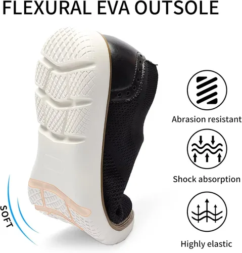 Vista 4 de RYIKA Zapatos deportivos casuales para hombre, cómodos, de punto, de malla, ligeros, transpirables, formales, Oxford, para negocios
