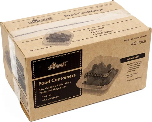 Vista 8 de Clamshell - Recipientes de alimentos herméticos de doble cierre de plástico, duraderos y de fácil agarre, recipientes para postres, restaurantes
