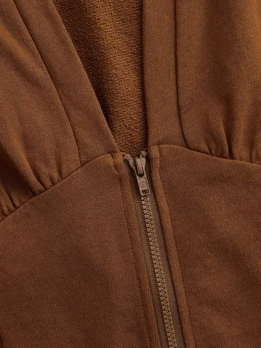Vista 3 de Verdusa Sudadera con capucha y manga larga con cremallera para mujer