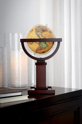 Vista 4 de Frank Lloyd Wright Mini Wright 6" Diámetro Globe, USA Cartografía con Bola de Globo Antiguo y Base de Madera Sólida. Una versión más pequeña