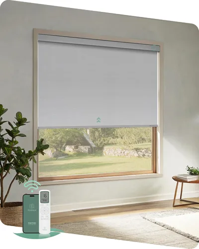 Vista 11 de Yoolax Persianas motorizadas con control remoto, persianas opacas remotas para ventanas, persianas enrollables automáticas inalámbricas persianas