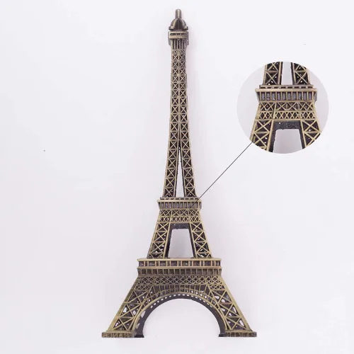 Vista 4 de Estatua de la torre Eiffel hecha a mano de metal para decoración de oficina en casa regalo coleccionable (A)