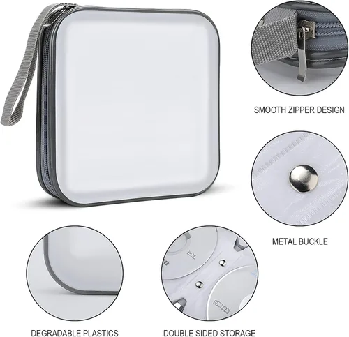 Vista 7 de Funda portátil para CD con diseño de águila y bandera americana, 40 capacidades, soporte para DVD, organizador de almacenamiento de disco