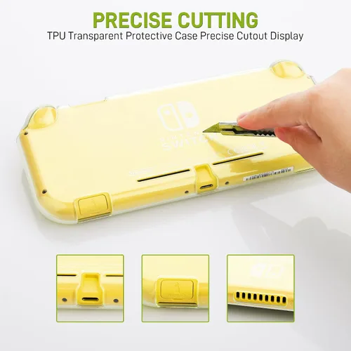 Vista 5 de RHOTALL Switch Case for Nintendo Switch Lite, Solid Color Portable Travel Carry Case 4 in 1 Accessories Kit with Carrying Case, Clear Protective