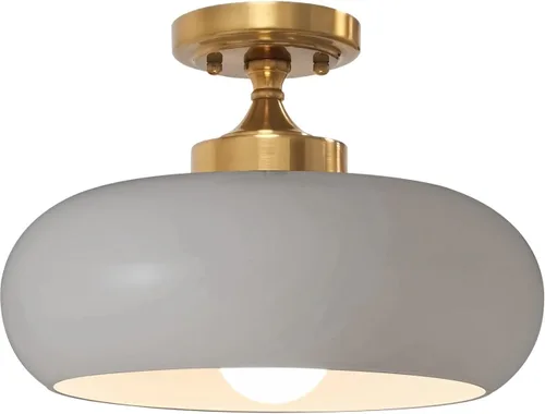 Vista 18 de Lámpara de Techo Verde Semiempotrada Vintage de Latón Antiguo Luz Empotrada Superior de Cristal Dorado Candelabro para Casa de Campo Armario Entrada