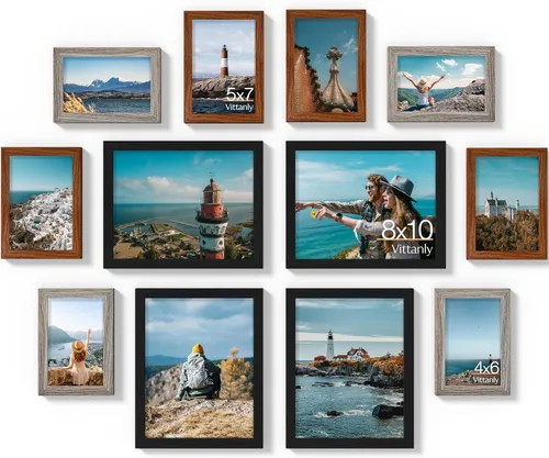 Vista 12 de Vittanly Paquete de 7 Marcos de Fotos, Marcos de Fotos Collage Decoración de Pared para Pared o Mesa, Múltiples Tamaños con 1 Pieza de 11x14