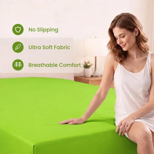 Vista 176 de Sábana bajera ajustable de lujo suave de 600 hilos, 100% algodón egipcio, sábana bajera ajustable individual con elástico alrededor, se adapta a