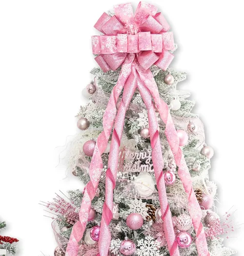 Vista 19 de Hismir Lazo grande de 53 x 13 pulgadas con serpentina de purpurina, lazos decorativos para árbol de Navidad, corona, puerta, festival, decoración