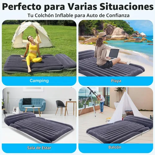 Vista 3 de KMZ Colchón de aire SUV con 2 almohadas - Cama de coche gruesa y flocada
