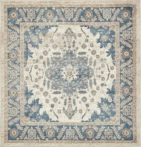 Vista 18 de Unique Loom Salzburg Collection - Alfombra clásica de diseño tradicional oriental con borde (2 pies x 6 pies, color beige/azul)