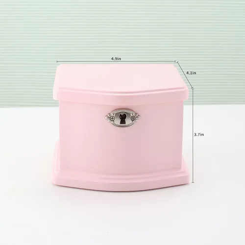 Vista 6 de Joyero musical de bailarina rosa con espejo y cerradura para niñas, baúl de música rosa para niños, regalo para Navidad, Año Nuevo, cumpleaños