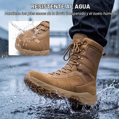 Vista 7 de NINGO Botas de trabajo tácticas militares para hombre, punta suave, 8 Marrón moca