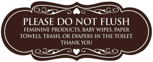 Vista 62 de Signs ByLITA Designer Please Do Not Flush Etiqutte Letrero (negro) - Pequeño 1 paquete