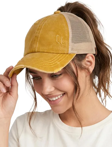 Vista 43 de Funky Junque - Sombrero de cola de caballo para mujer, gorra de béisbol con ajuste ajustable y cola de caballo alta cruzada para uso diario Paquete