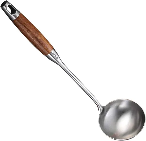 Vista 8 de Cuchara de Cocina, Cucharas Grandes de Servir de Acero Inoxidable 304, Plata/31,9 cm