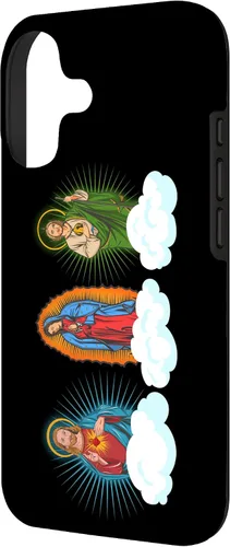 Vista 2 de Funda para iPhone 17 con diseño de Jesús, Virgen María y San Judas Tadeo in Clouds