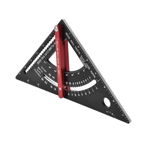 Vista 8 de Hilitand Regla de triángulo ajustable, regla del triángulo de carpintería, Herramienta de diseño multifuncional de aleación de aluminio movible