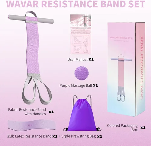 Vista 8 de Banda de resistencia de tela con asas antideslizante para pedal de pie para mujeres, banda de fitness de cuerpo completo de 120 libras