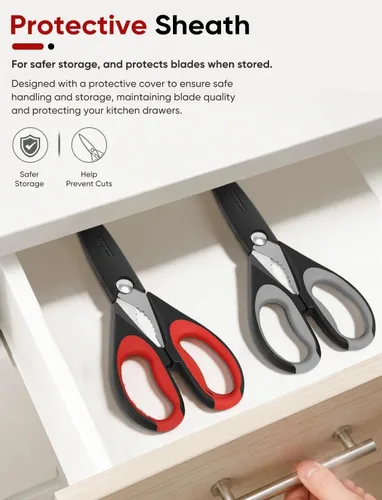 Vista 5 de iBayam Tijeras de cocina multiusos resistentes, funda protectora (paquete de 2)