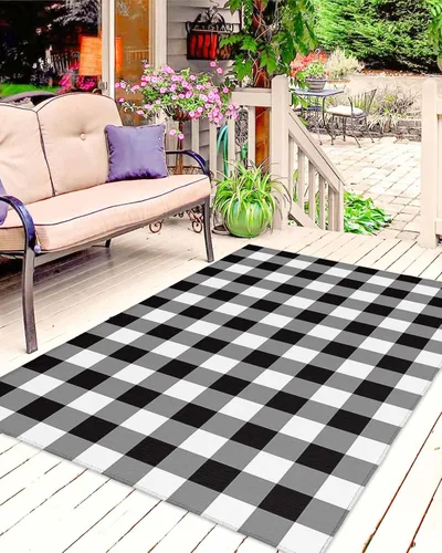 Vista 10 de Summer Beach Outdoor Rug for Patio/Deck/Porch, Ocean Nautical Coastal Non-Slip Large Area Rug 4 x 6 Ft, Seaside Aqua Beige Indoor Outdoor Rugs