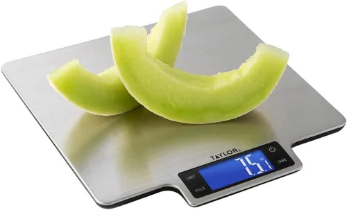 Vista 3 de Taylor - Báscula digital ultraprecisa de acero inoxidable para cocina doméstica, de 22 libras, una, color plateado