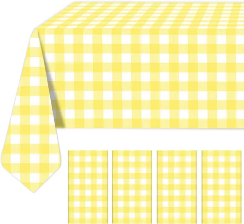 Vista 24 de Paquete de 2 manteles a cuadros blancos y negros de 54 x 108 pulgadas, desechables, de plástico, con bandera de carreras, impermeable, rectangular