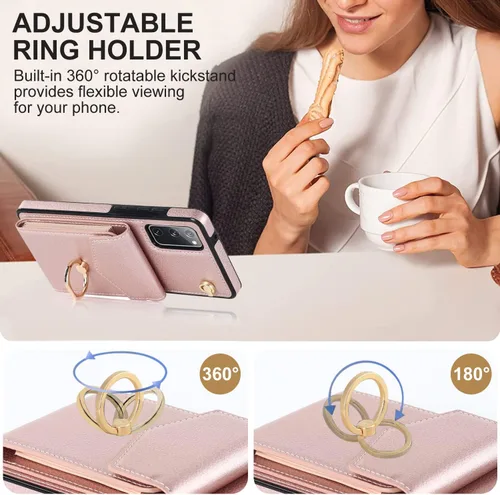 Vista 5 de Asuwish Funda de teléfono para Samsung Galaxy S20 FE 5G de 6.5 pulgadas con protector de pantalla de vidrio templado y anillo RFID tarjetero celular