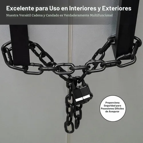 Vista 6 de Cerradura de cadena resistente, cadena de seguridad endurecida de 0.315 in de grosor con candado con llave resistente a la intemperie, perfecto