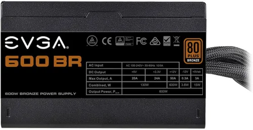 Vista 6 de EVGA 600 BR, 80+ Bronce 600W, 3 años de garantía, fuente de alimentación 100- BR-0600-K1