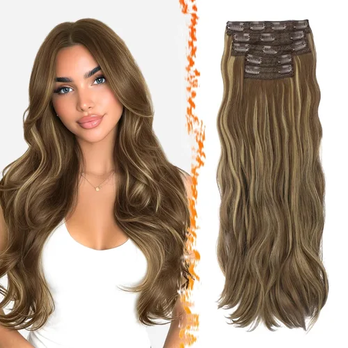 Vista 19 de BARSDAR 24 Inch Synthetic Layered Loose Wavy Black Clip in Hair Extensions