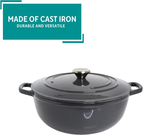 Vista 3 de MIRRO Horno holandés esmaltado de hierro fundido de 4.8 cuartos de galón, gris