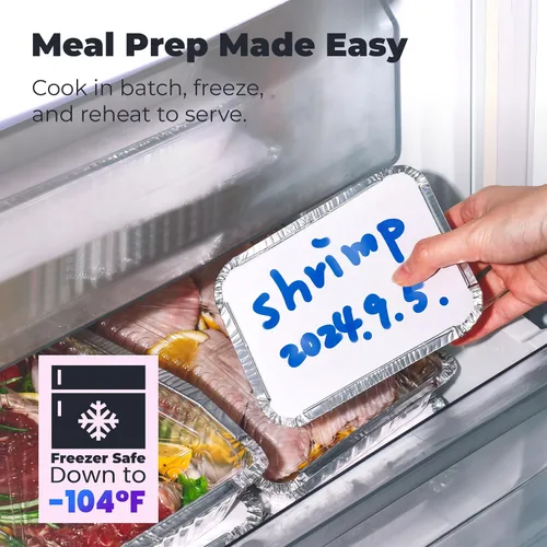 Vista 5 de Fit Meal Prep Paquete de 100 sartenes pequeñas de papel de aluminio de 1 libra con tapas, recipientes desechables para alimentos con tapas