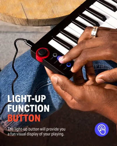 Vista 2 de Donner - Mini teclado MIDI N-25, controlador MIDI de 25 teclas, regalos para principiantes con mini teclas sensibles a la velocidad, software