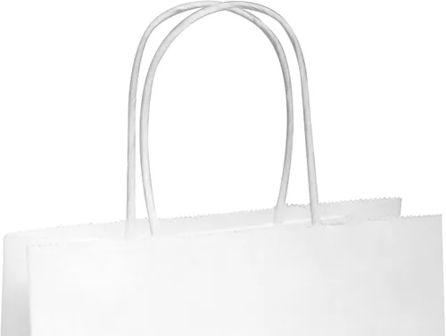 Vista 4 de Flexicore Packaging Bolsas de papel impresas personalizadas de Kraft blanco (14"x10"x15.5", 50)