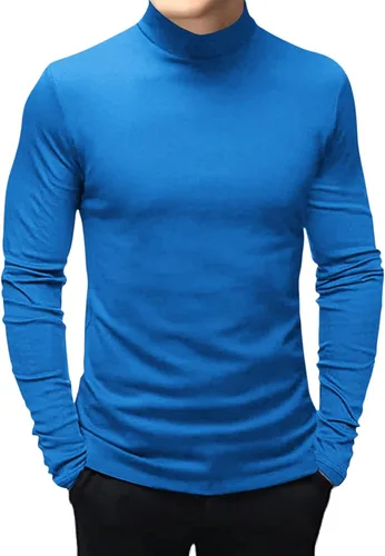 Vista 14 de Mens T Shirt Long Sleeve Basic Mock Turtleneck Pullover Thermal Solid Tops Verde militar