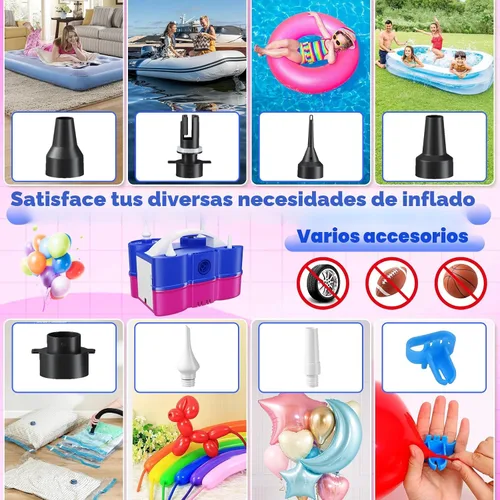 Vista 2 de 3-in-1 Electric Balloon Pump, Portable Air Pump for Latex 260q Foil Balloons, Dual Nozzle Balloon Blower Machine for Party Decoration, 110V AC