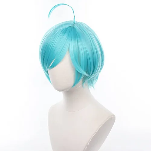 Vista 2 de XiongXiongLe Shinkai - Peluca Kanata para cosplay, anime, conjunto de estrellas, disfraz de hombre, color azul lago, pelucas de repuesto para niños
