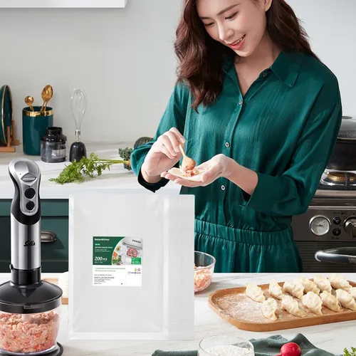 Vista 4 de Bonsenkitchen Bolsas selladoras al vacío, 200 unidades de 8 pulgadas de ancho x 12 pulgadas de alto, sin BPA, grado comercial, bolsas gruesas