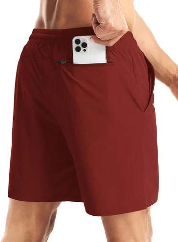 Vista 5 de Aolesy Pantalones cortos de entrenamiento para hombre de 7 pulgadas, pantalones cortos deportivos de secado rápido, ligeros, con bolsillos