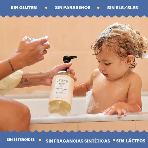 Vista 6 de Tubby Todd Jabón para el Cabello y el Cuerpo - Champú y Gel Corporal para Bebés - Lavado Suave y Natural para Recién Nacidos, Bebés y Niños Pequeños